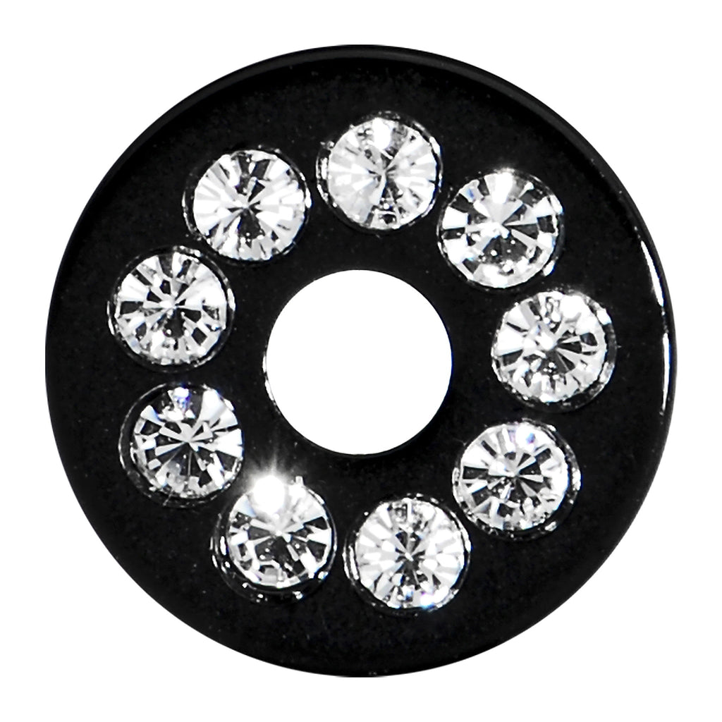 4G Black Acrylic with Clear Jeweled Flesh Tunnel