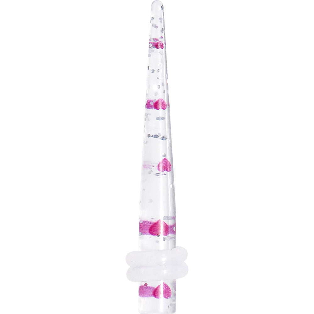 6G Clear Acrylic Glitter Purple Heart Confetti Taper