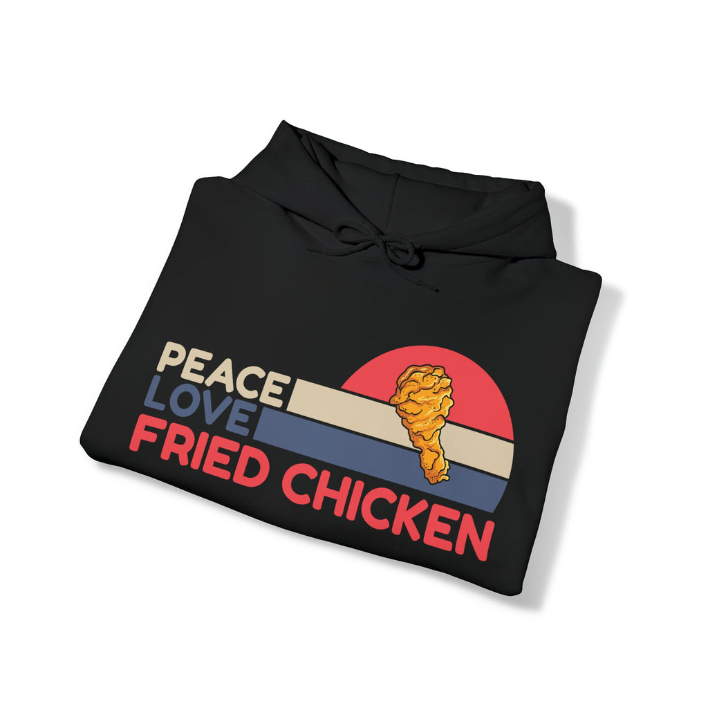 "DirkyThreadz 'Peace Love Fried Chicken' Hoodie – Kühnes und Verspieltes Comfort-Food-Design"