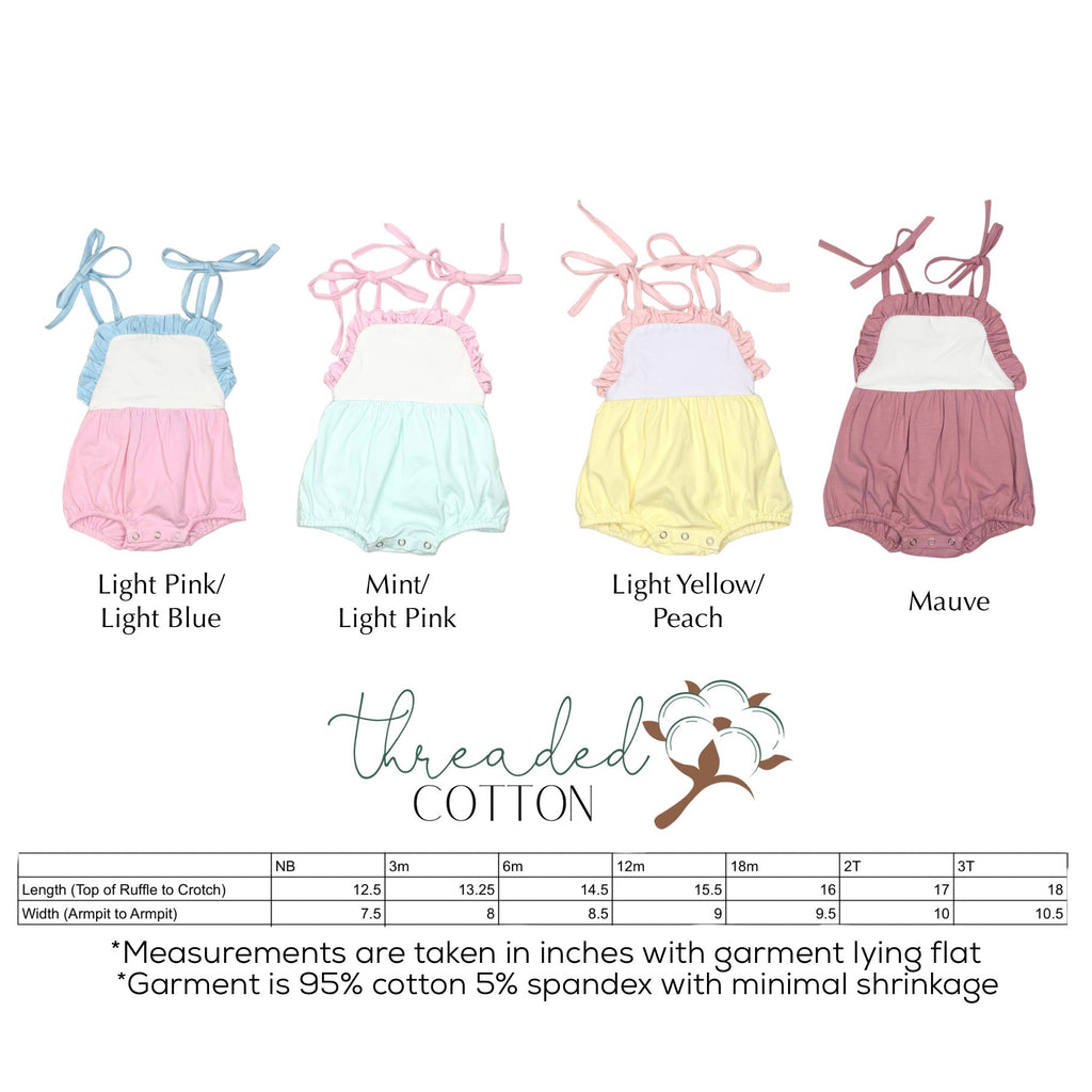 Threaded Cotton Ruffle Tie Sunsuit 95% Cotton