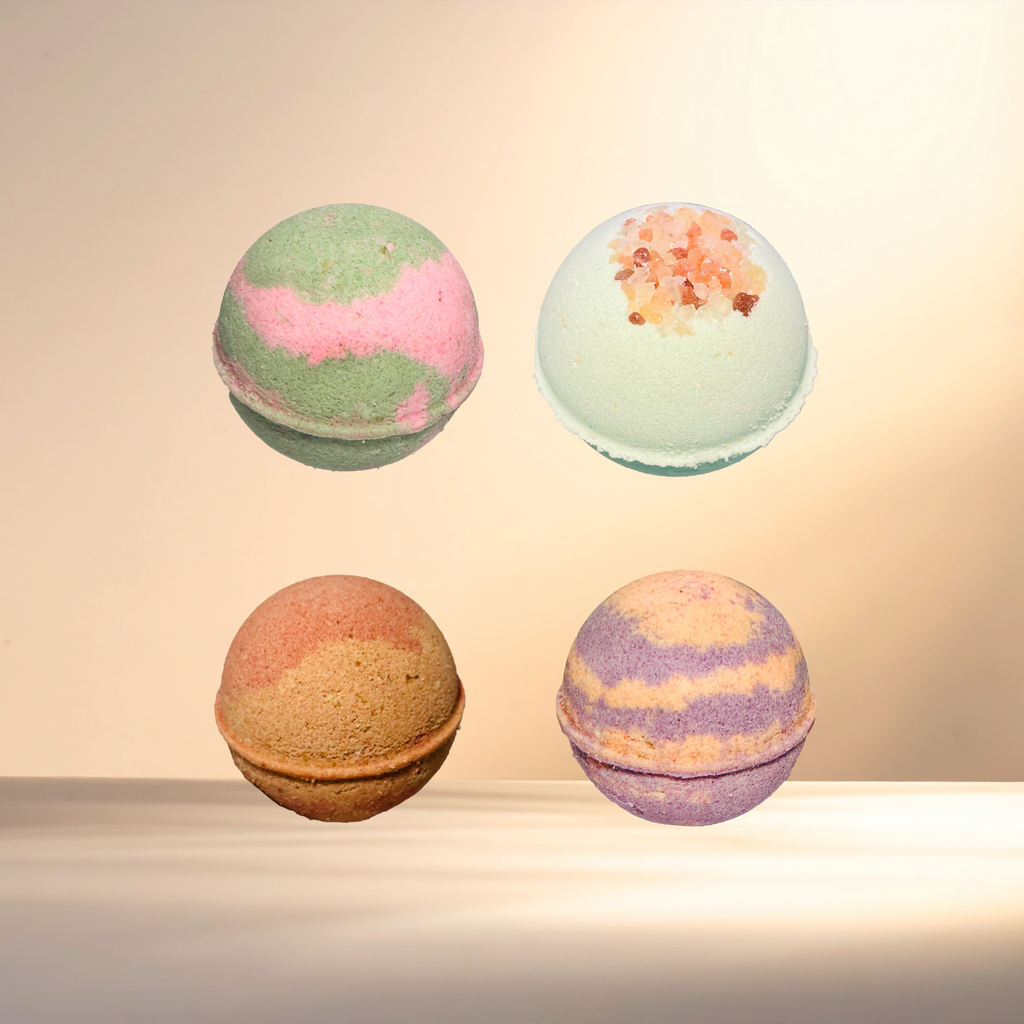 Natural Bath Bombs in Assorted Scents with Oatmeal & Vitamin E | Qty 4