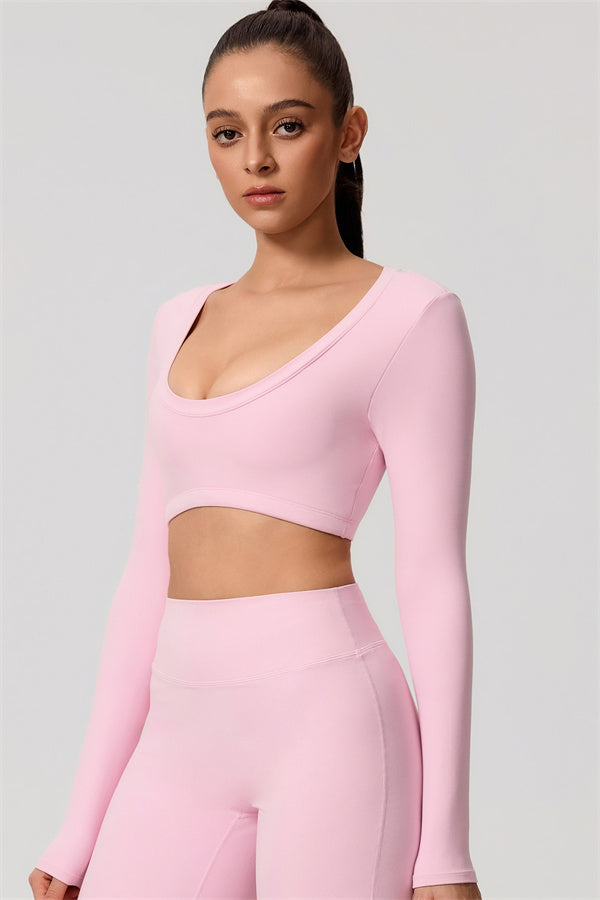 The Nestle Long Sleeve Crop Top Straight Leg Pants 2-Piece Set