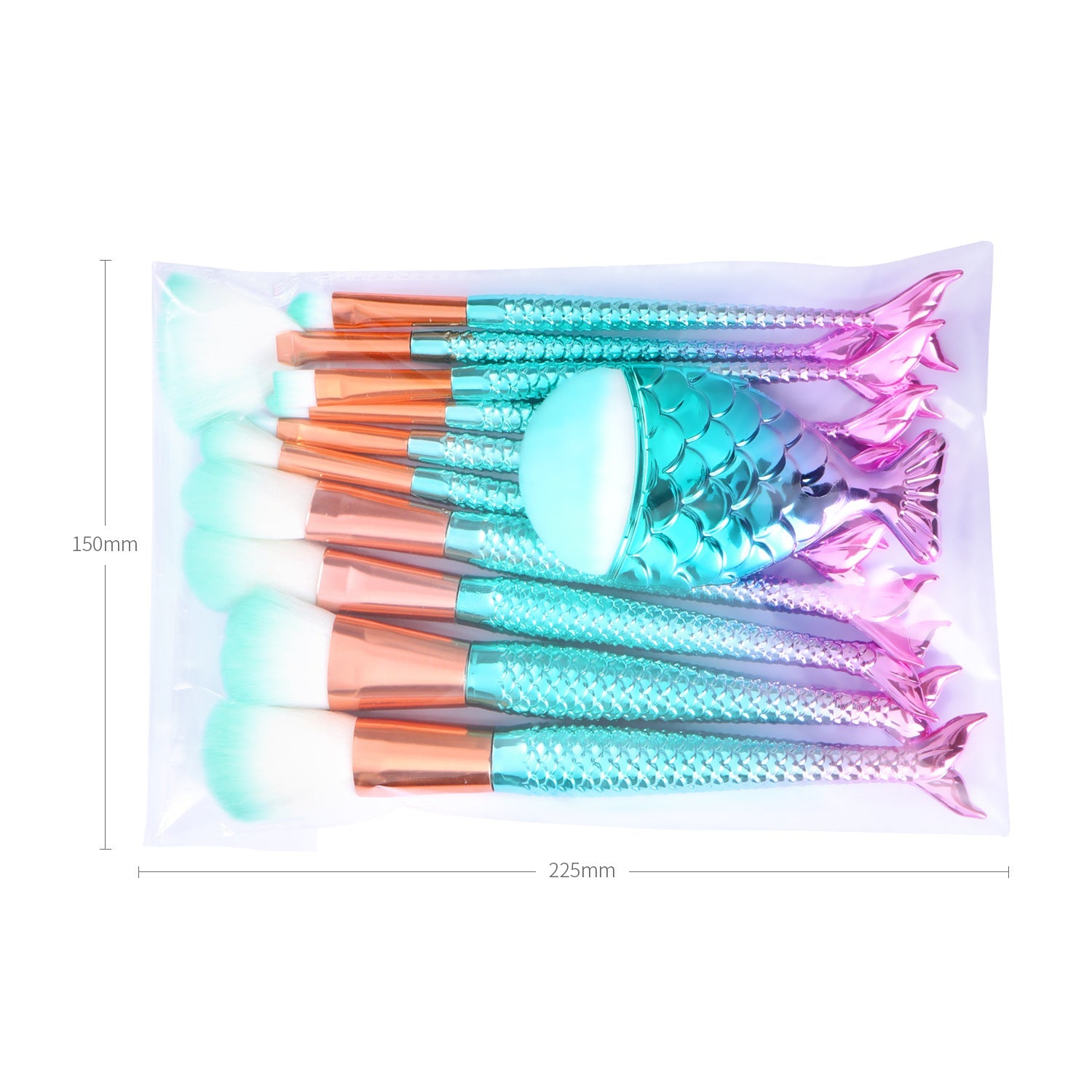 Gradient-Galvanisierter Meerjungfrauen-Make-up-Pinsel Make-up-Tool-Set
