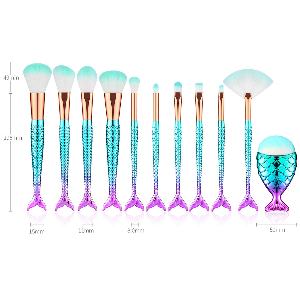 Gradient-Galvanisierter Meerjungfrauen-Make-up-Pinsel Make-up-Tool-Set