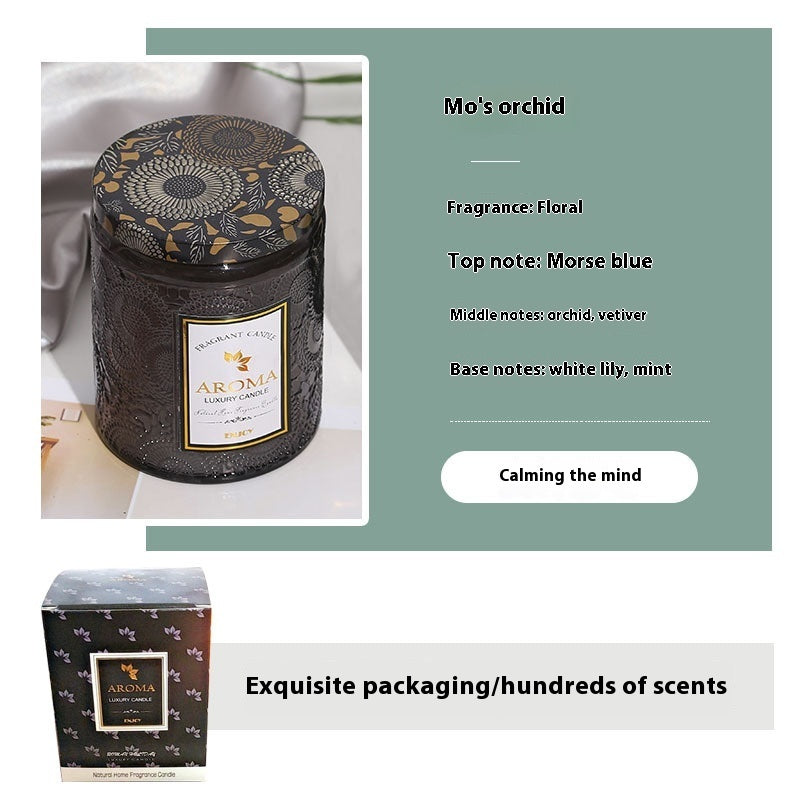 Große Aromatherapie-Kerze aus Glas mit Kreativrelief