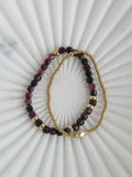 Gold Beaded Crystal Bracelet Stack - Set of 2 Waterproof Non-Tarnish