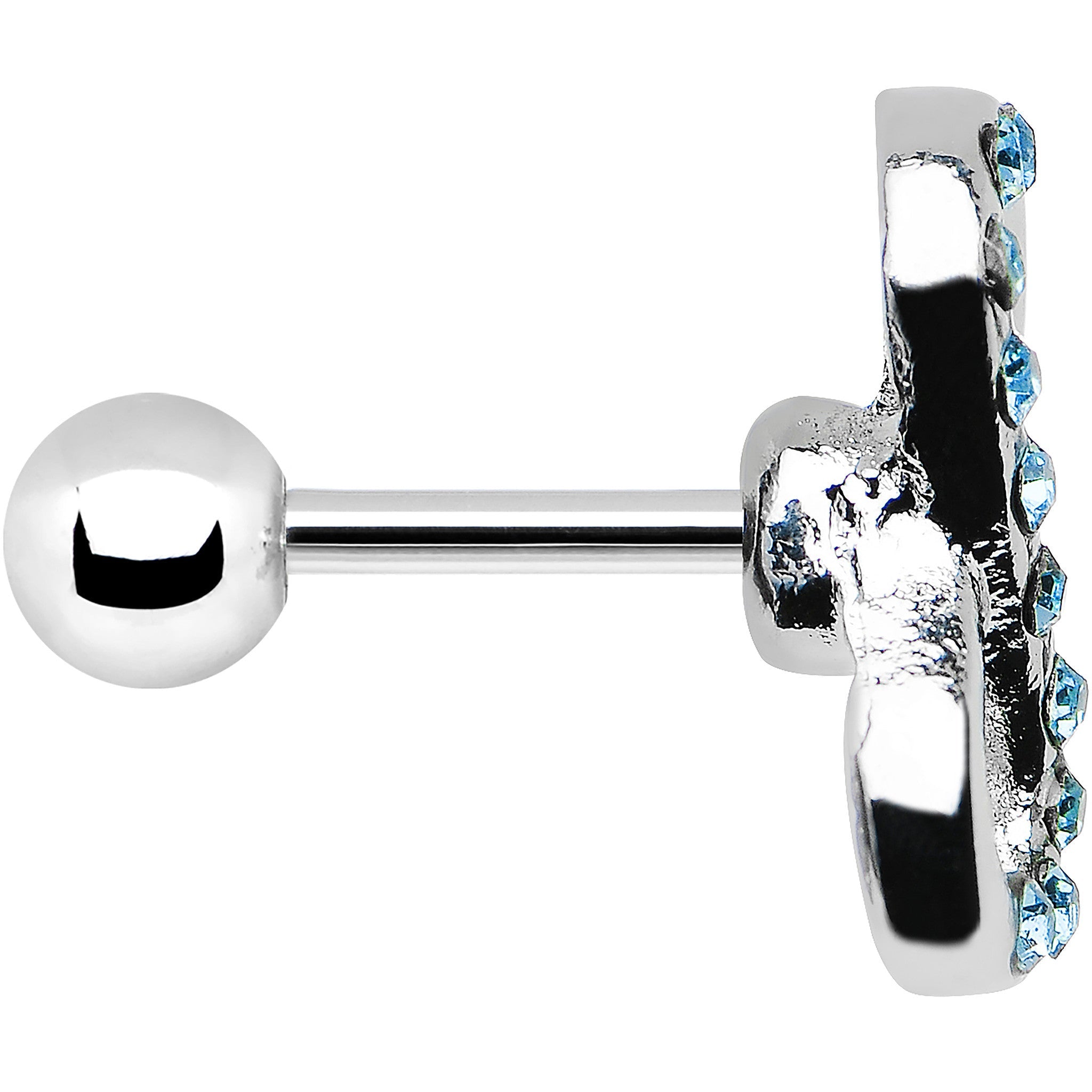 16G 1/4 Aqua Gem Silver Tone Infinity Symbol Tragus Cartilage Earring
