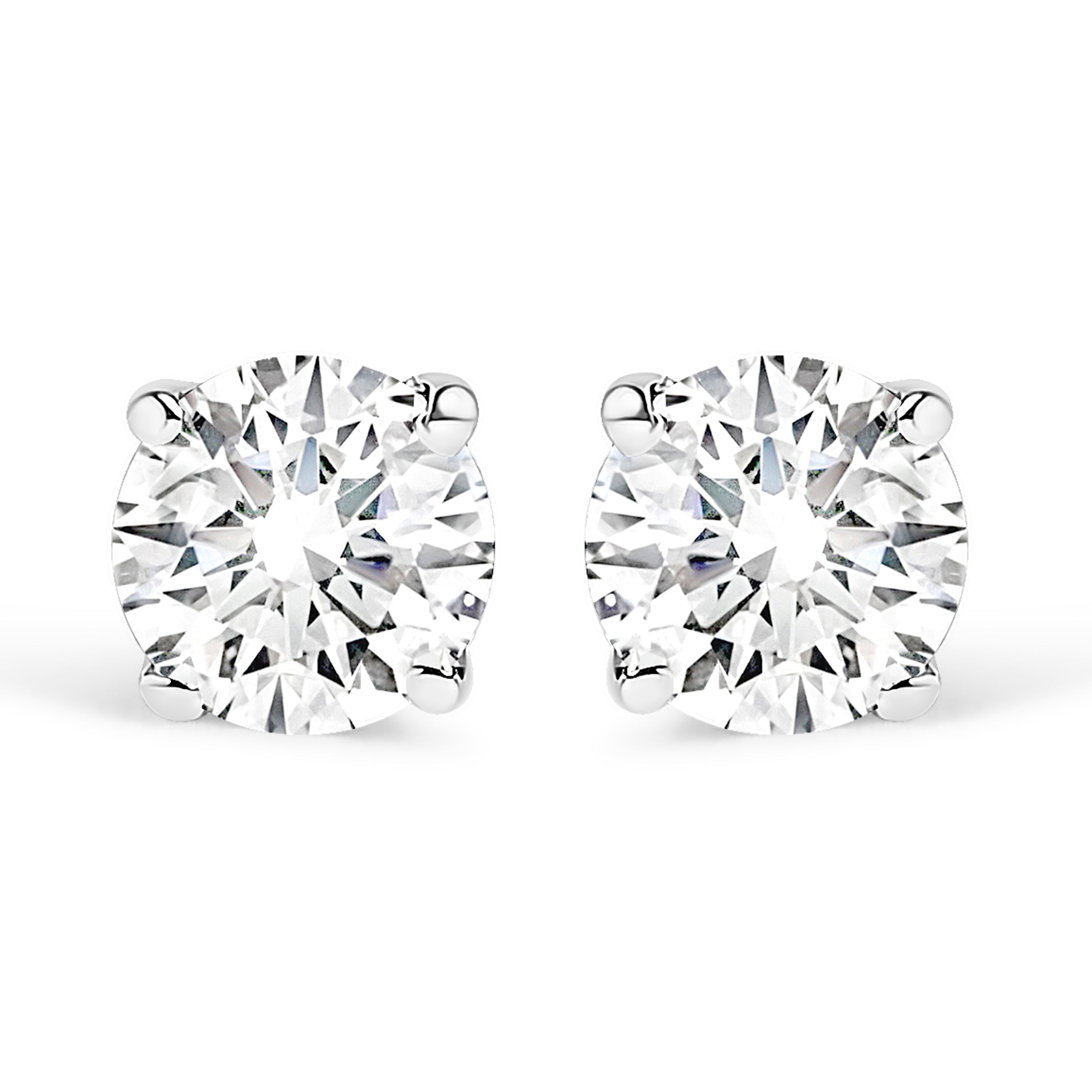 AGS Certified 14K White Gold 1.0 Cttw 4-Prong Set Brilliant Round-Cut Solitaire Diamond Push Back Stud Earrings (E-F Color, SI2-I1 Clarity)