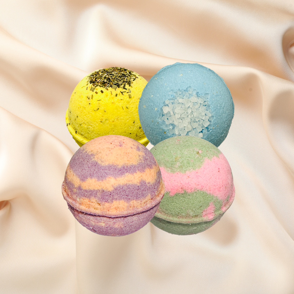 Natural Bath Bombs in Assorted Scents with Oatmeal & Vitamin E | Qty 4