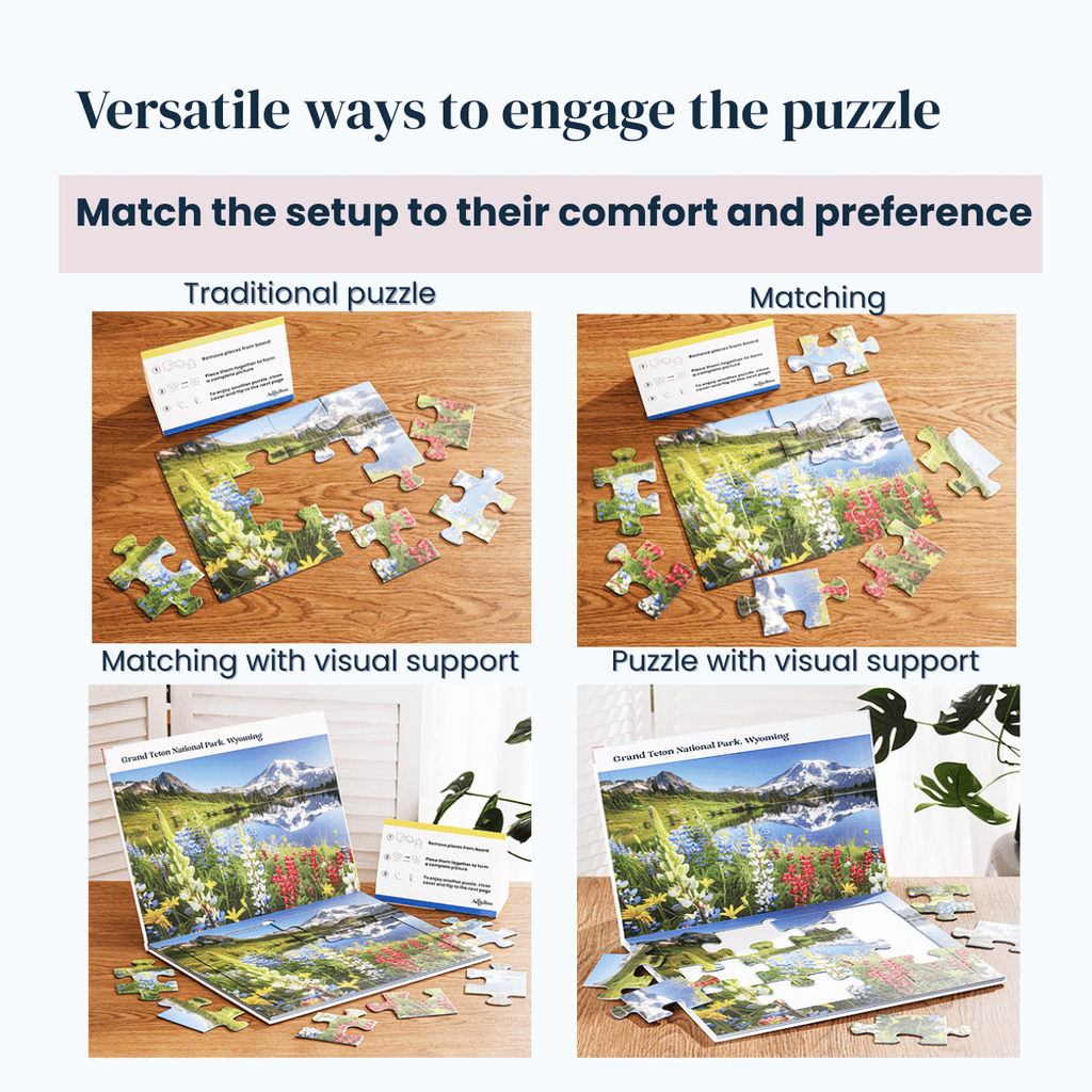 2-in-1 Jigsaw Puzzles for Dementia | Breathtaking Mountains | 12 Pieces