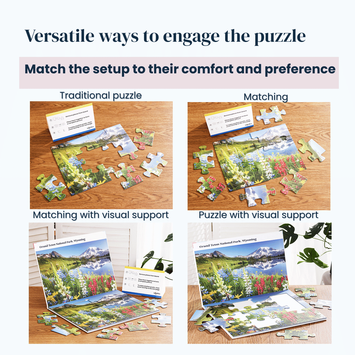 2-in-1 Jigsaw Puzzles for Dementia | Breathtaking Mountains | 12 Pieces