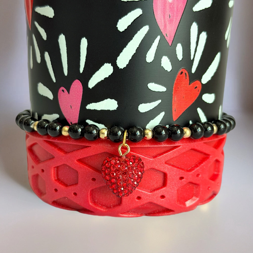 Rot glitzerndes Herzbecher-Armband