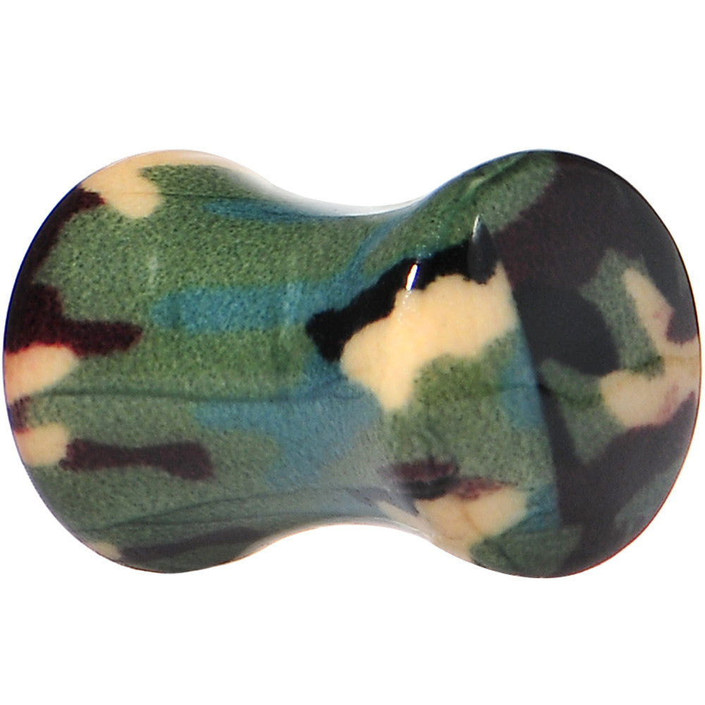 2G Green Acrylic Take Cover Camouflage Double Flare Saddle Plug