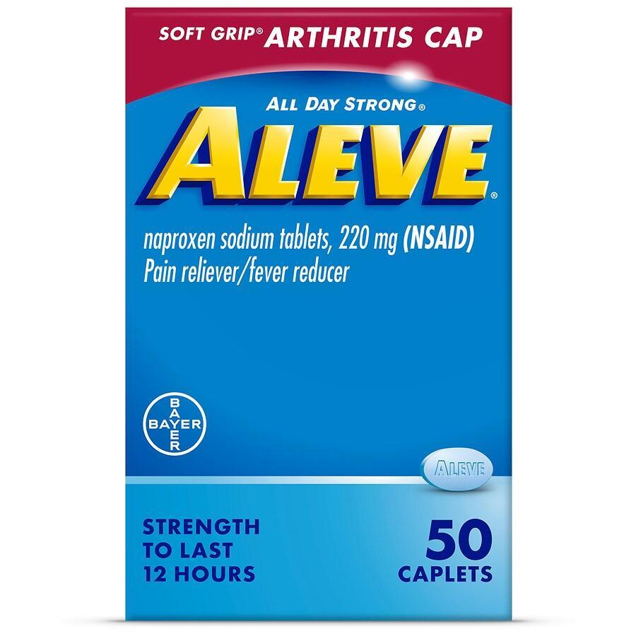 Aleve Pain Reliever & Fever Reducer, 220mg Naproxen Sodium, Easy Open Arthritis Cap, 50 Caplets