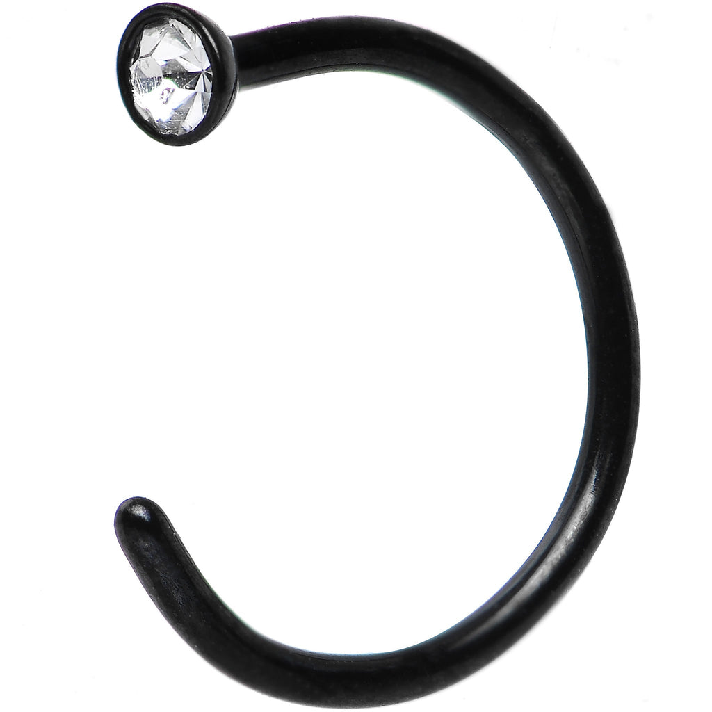 20G 5/16 Clear Gem Black Anodized Titanium Nose Hoop