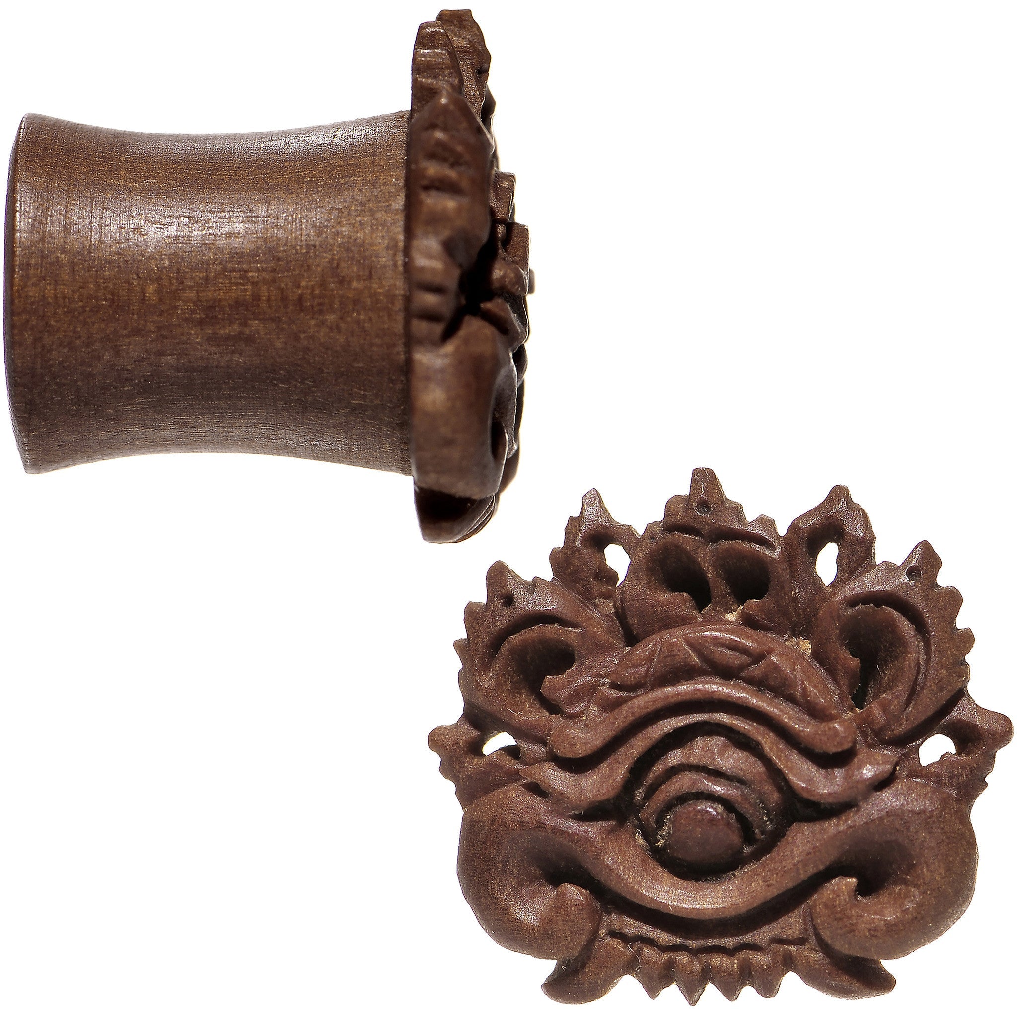 0G Organic Wood Dark Magic Hand Carved Plug Set