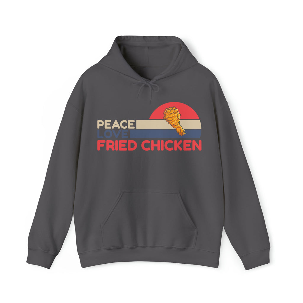"DirkyThreadz 'Peace Love Fried Chicken' Hoodie – Kühnes und Verspieltes Comfort-Food-Design"