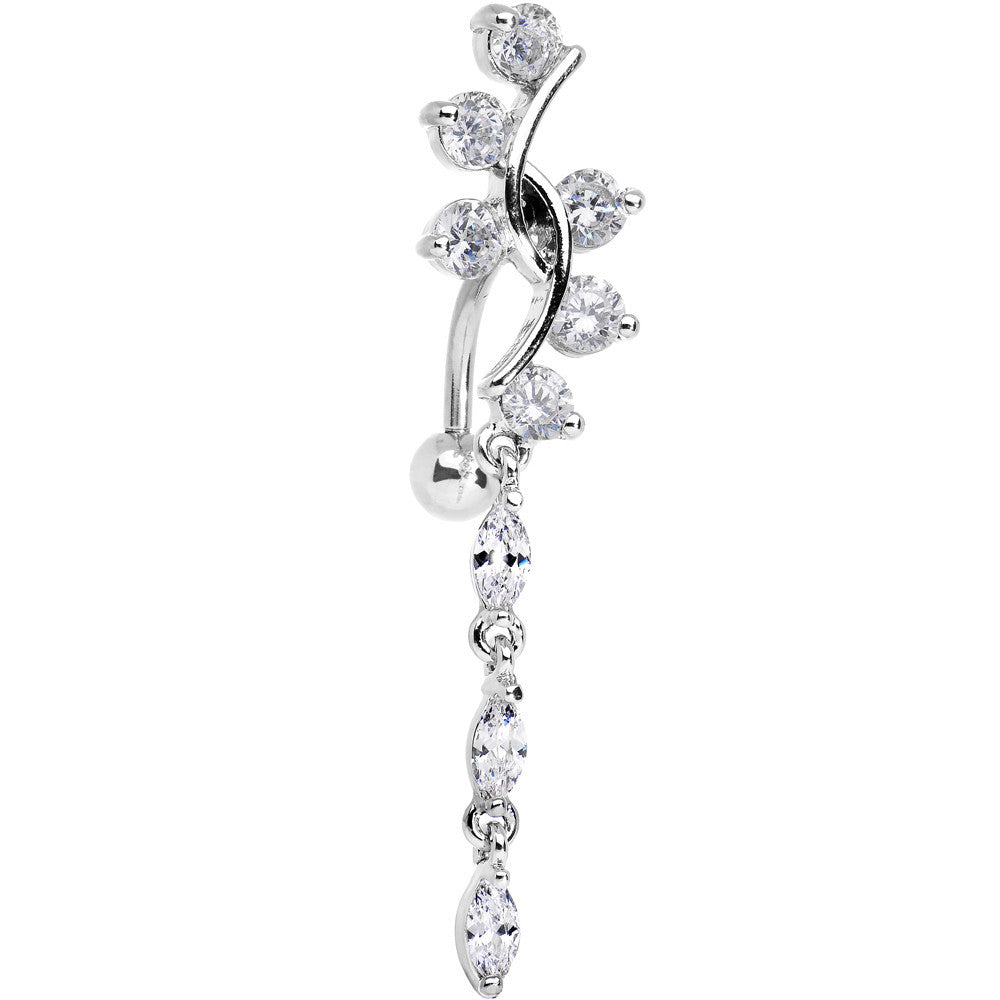 Clear Gem Swirl Teardrop Top Mount Dangle Belly Ring
