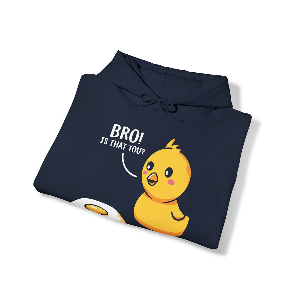 "DirkyThreadz 'Bro! Is That You?' Hoodie - Skurriles Cartoon-Küken- und Eier-Design"
