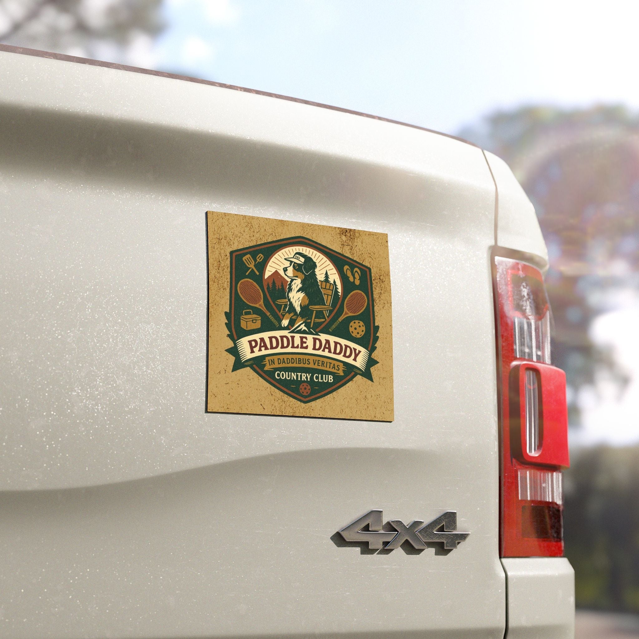 Paddle Daddy Country Club Car Magnet Chloe Dog Cowboy Edition, Funny Western Auto Decor, 5x5 Magnet for Trucks & SUVs