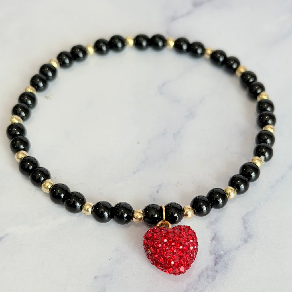 Rot glitzerndes Herzbecher-Armband