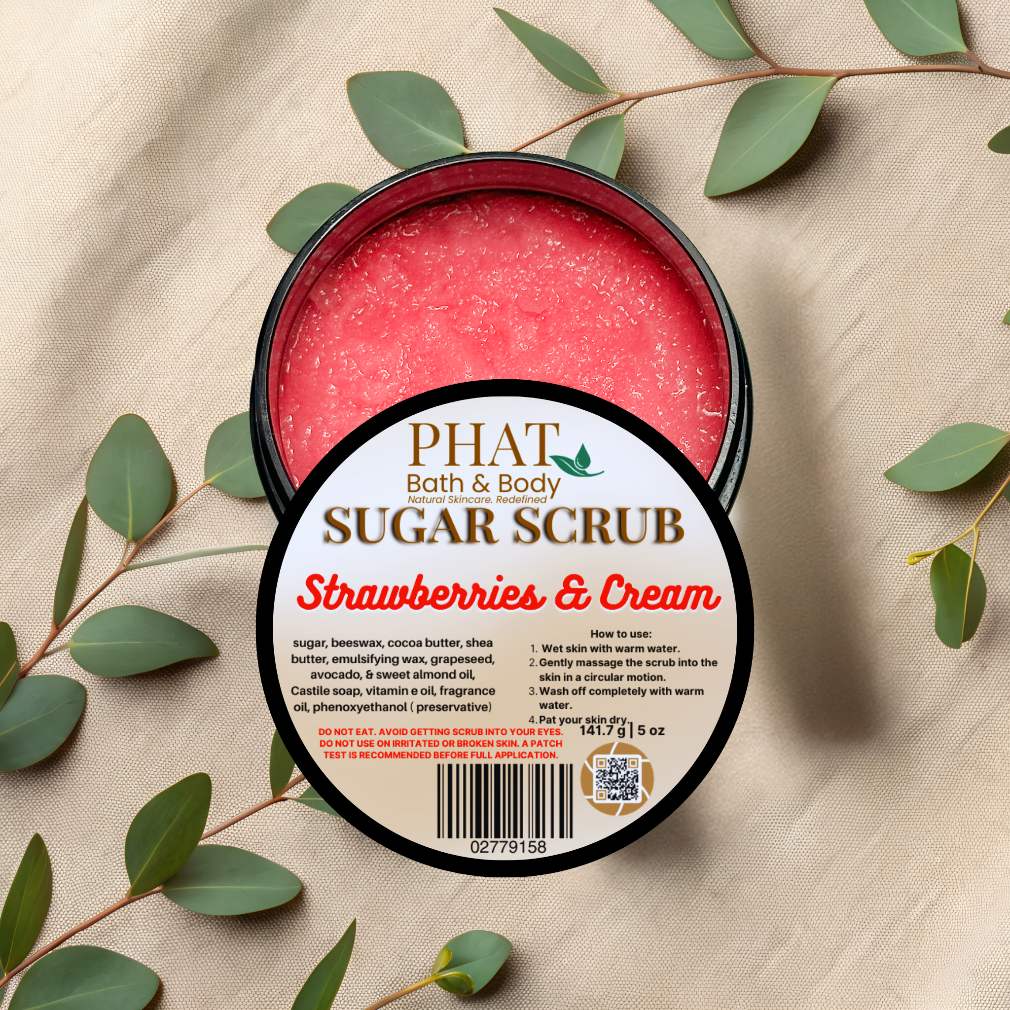 Strawberries & Cream Whipped Sugar Scrub with Shea & Cocoa Butter Vitamin E | 5 oz