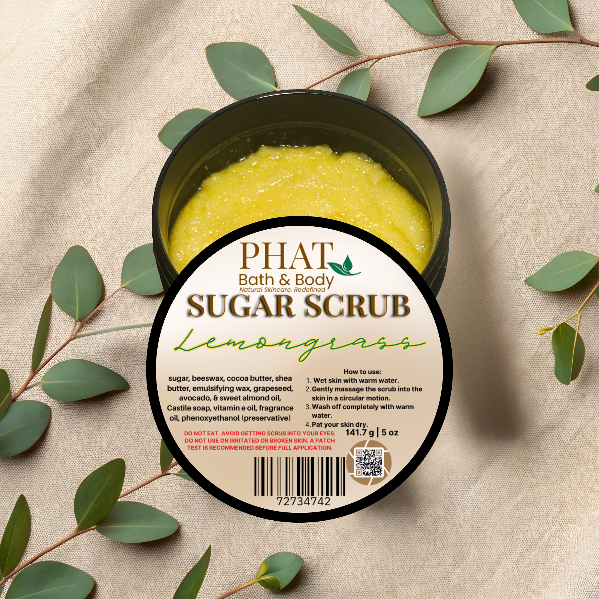 Lemongrass Whipped Sugar Scrub with Shea & Cocoa Butter | 5 oz