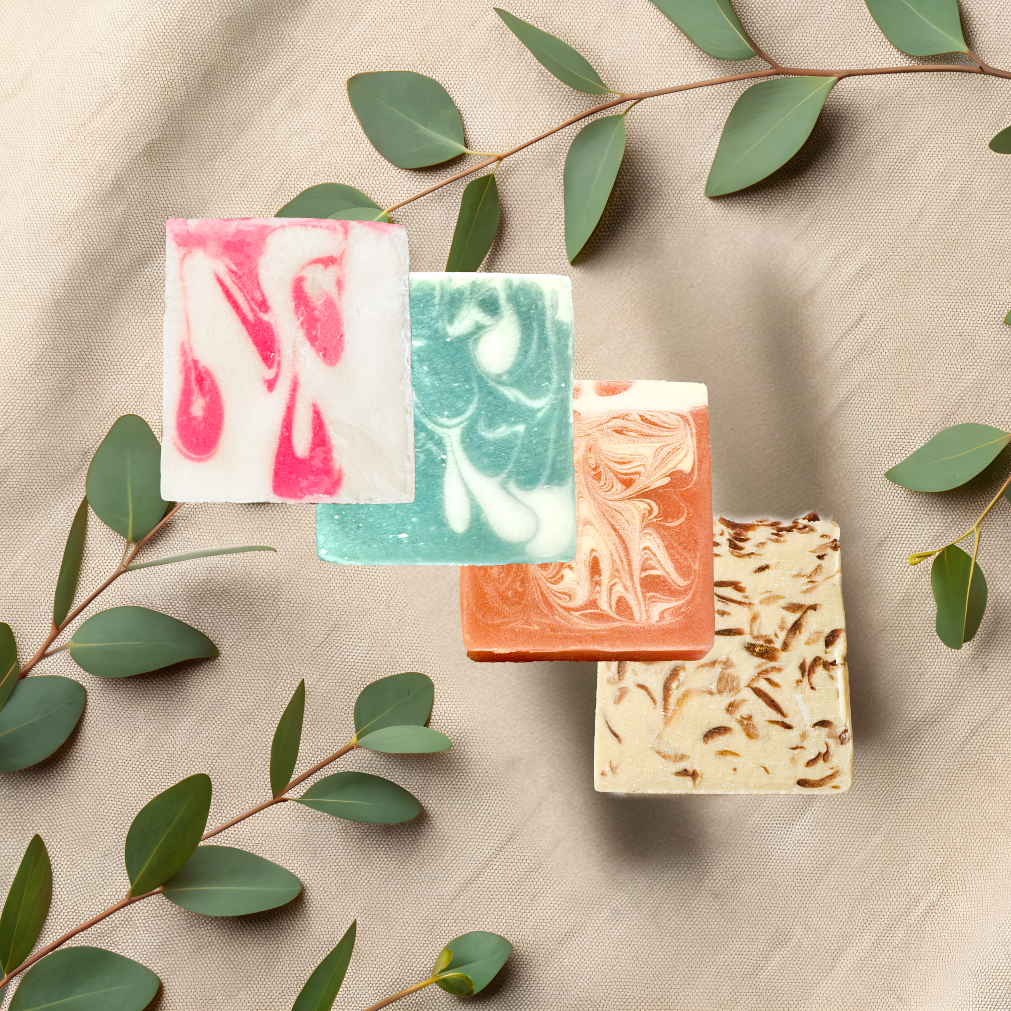 Handmade Natural Bar Soaps in Assorted Scents Coconut & Olive Oil Soap | Qty 4