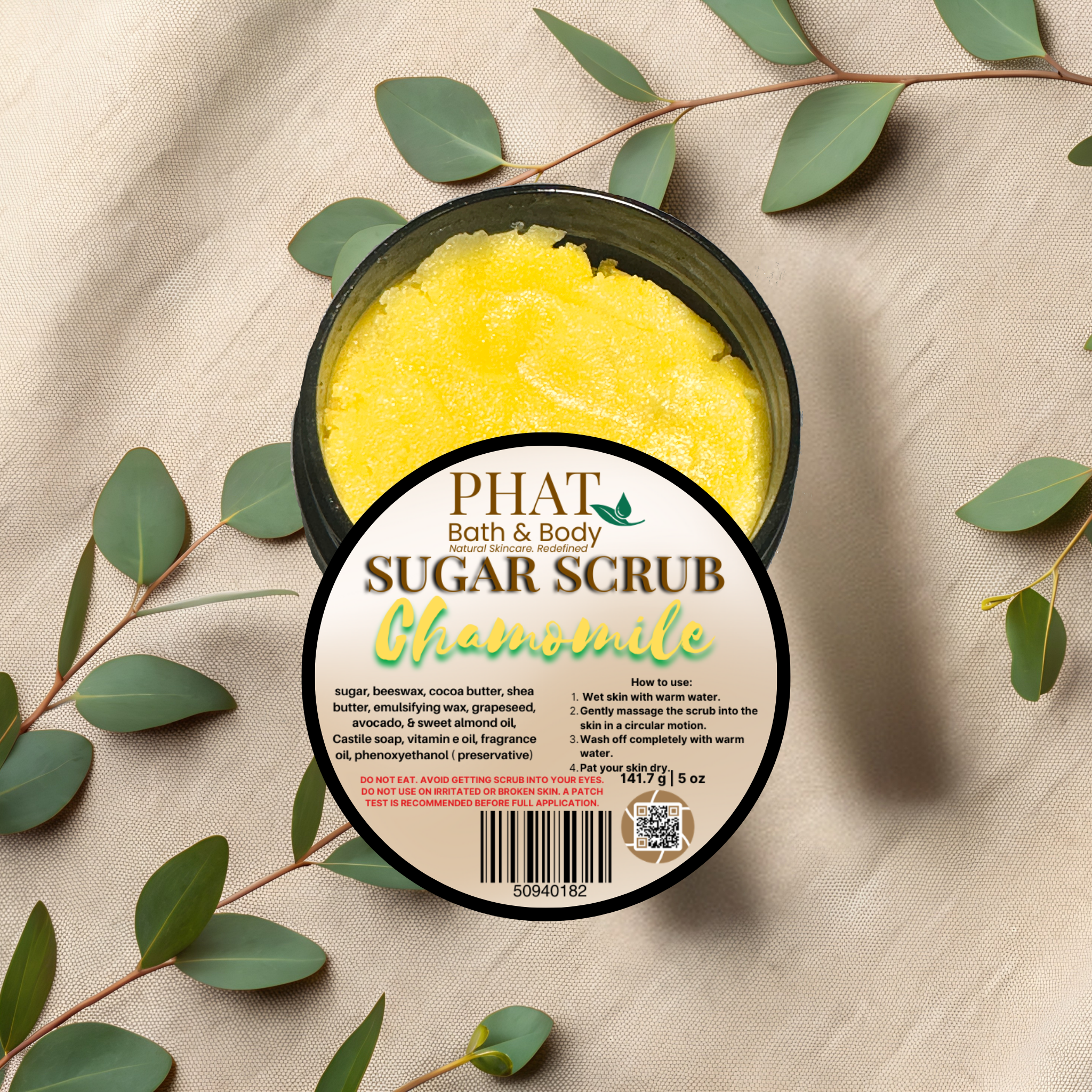 Chamomile Whipped Sugar Scrub Cocoa Butter with Essential Oil | 5 oz