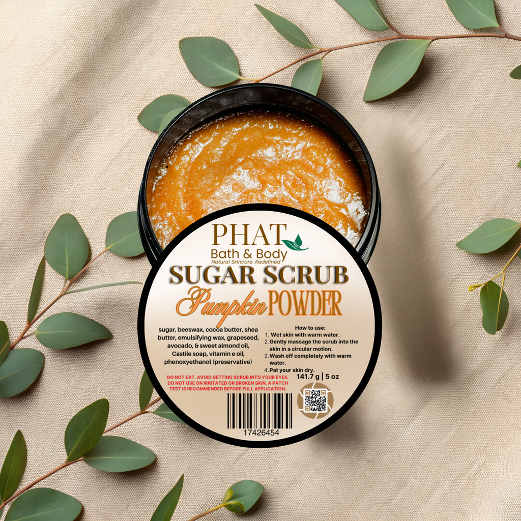 Pumpkin Powder Whipped Sugar Scrub Fragrance Free with Shea & Cocoa Butter | 5 oz