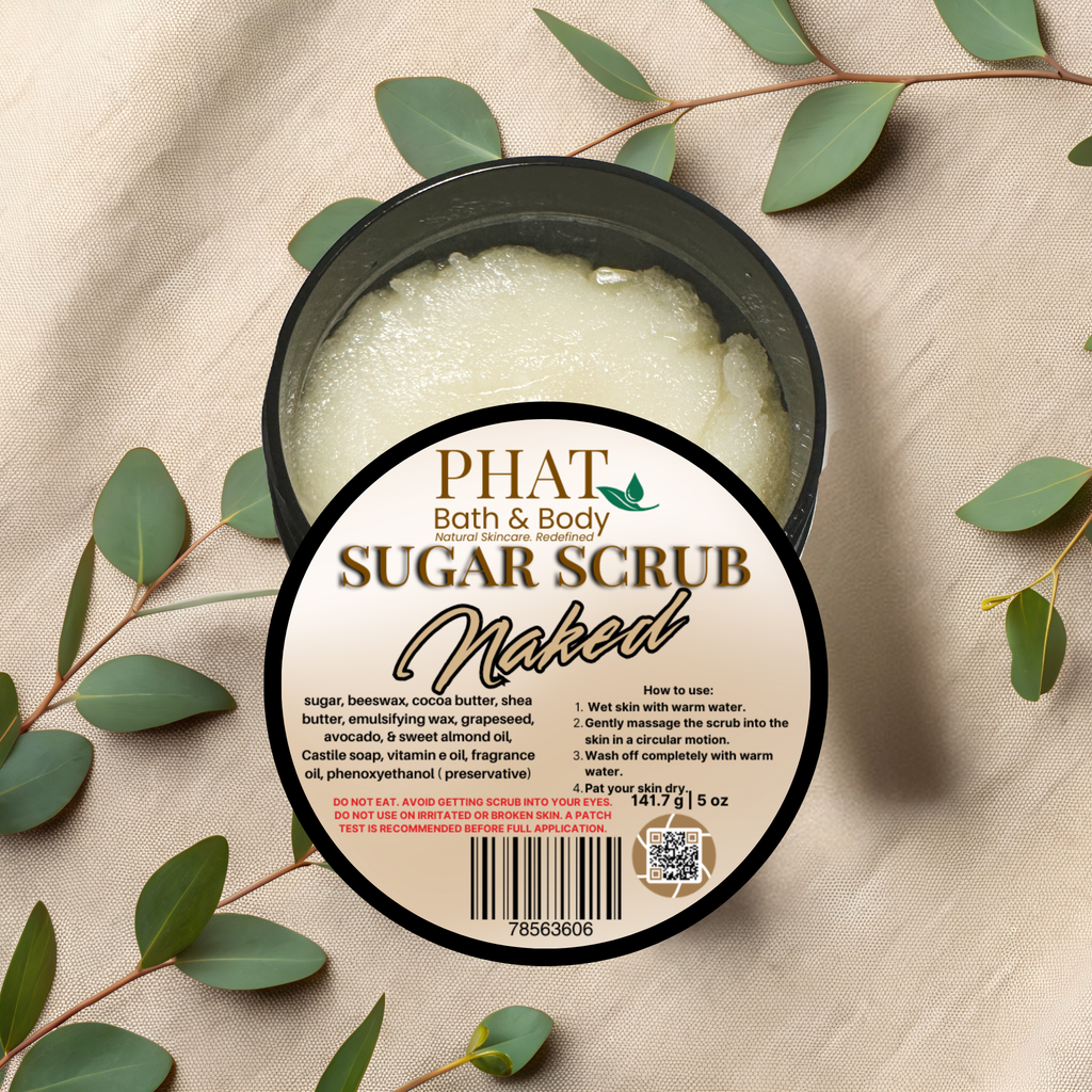 Naked Whipped Sugar Scrub with Shea & Cocoa Butter Vitamin E | 5 oz