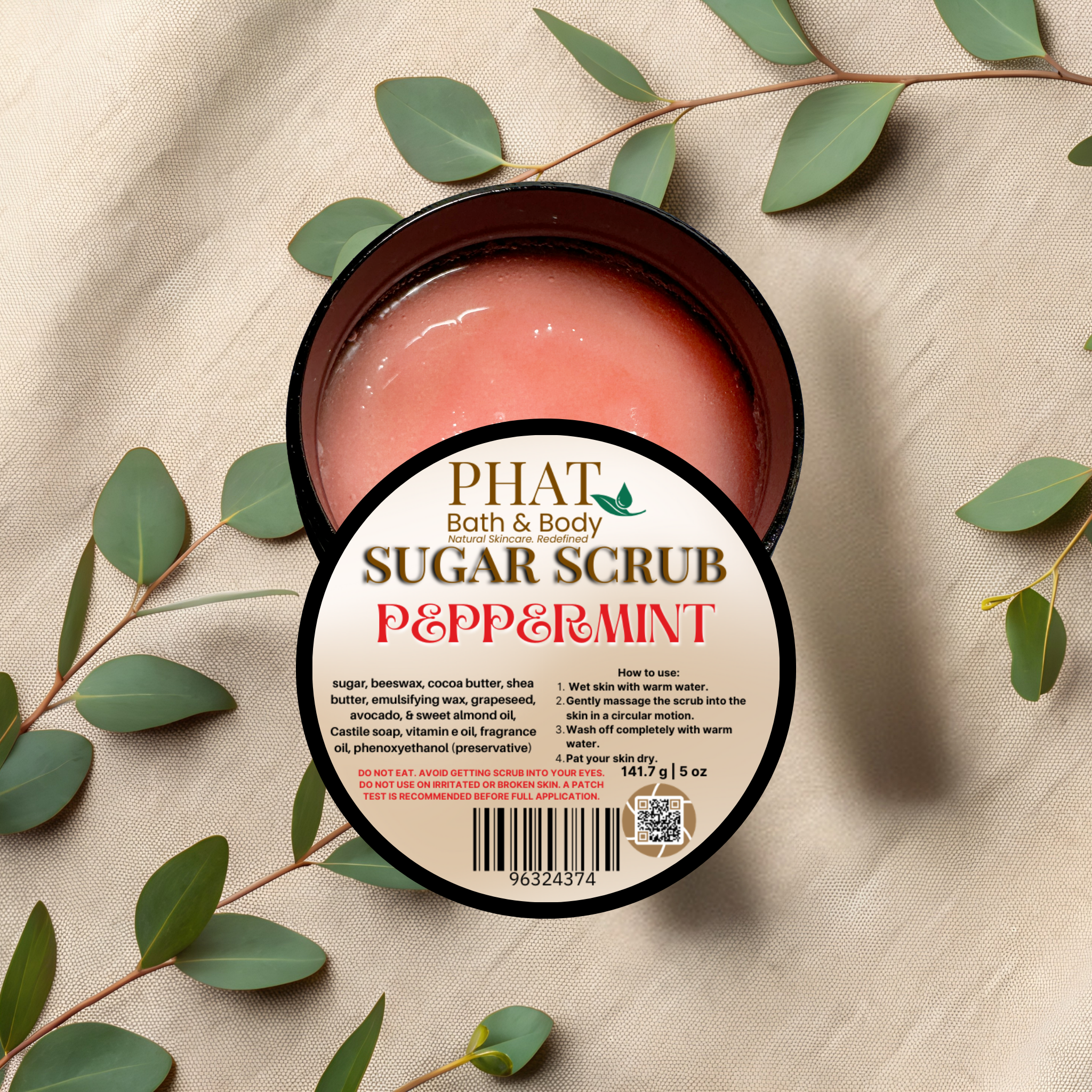 Peppermint Whipped Sugar Scrub with Shea & Cocoa Butter | 5 oz