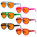 6 Pack 100% Blue Blocking Glasses Orange Lens Metalless Screwless Pilot R2312-B98