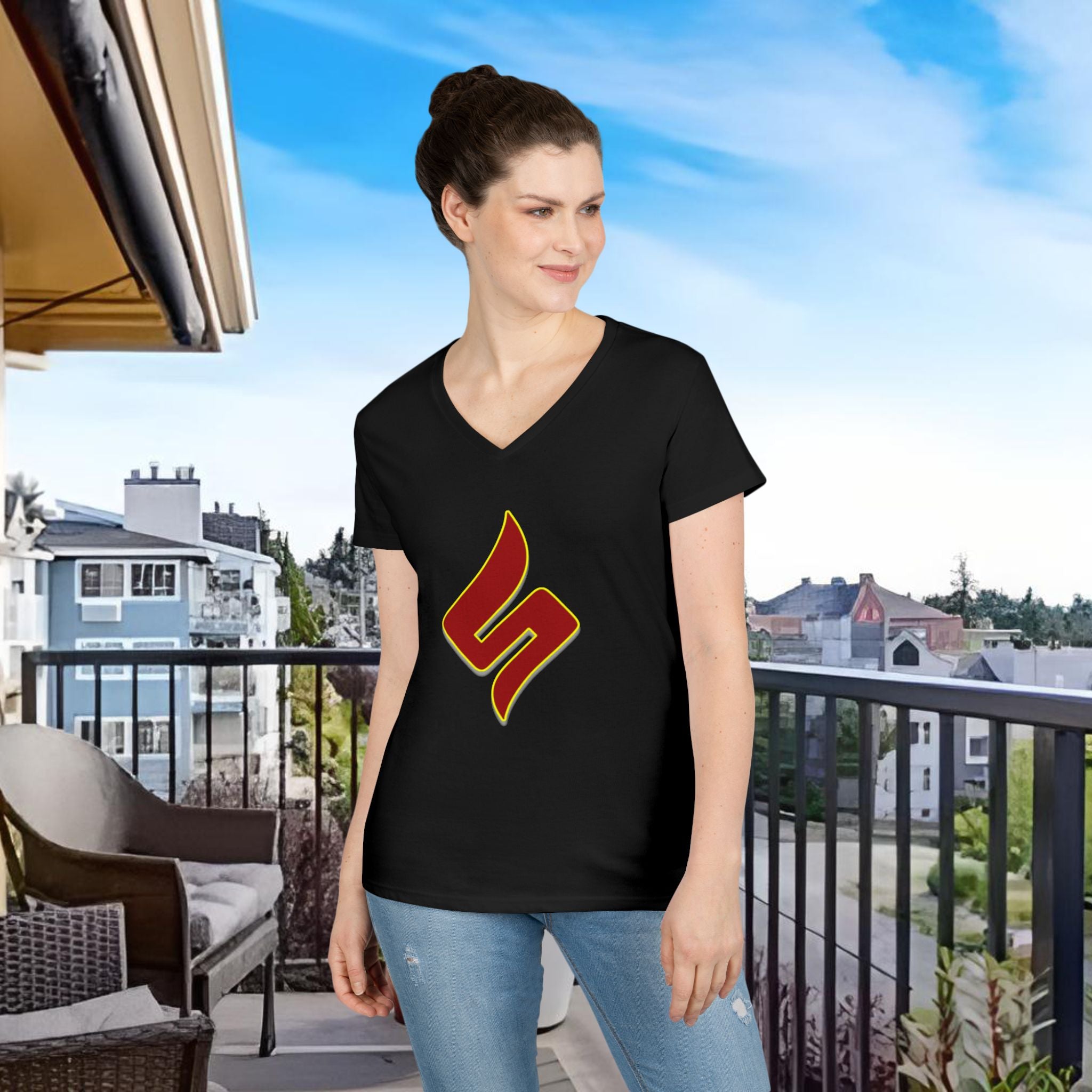 Lady Dabblers Das Shuli Network Damen-V-Ausschnitt-T-Shirt