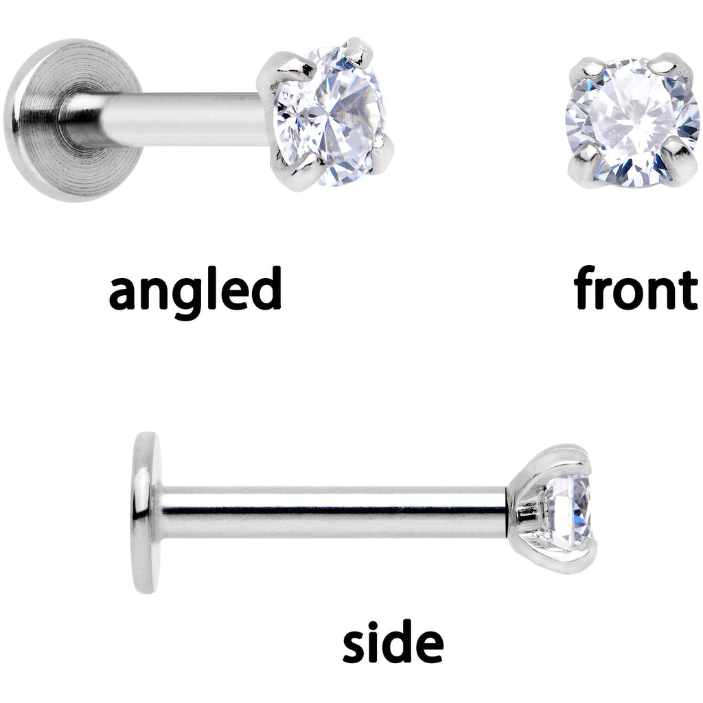 16G 1/4 Clear Gem Gold Tone Butterfly Cartilage Tragus Set of 3