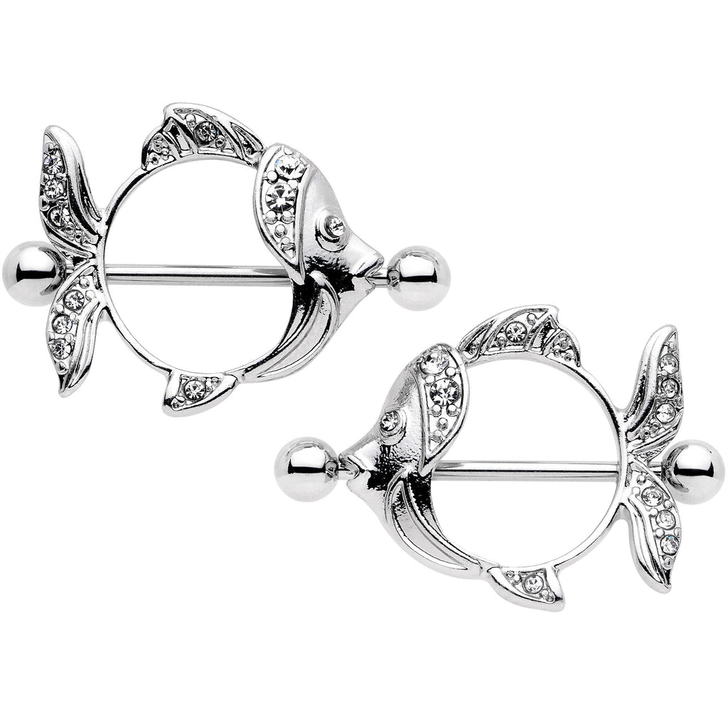 14G 9/16 Angelic Angelfish Nipple Shield Set