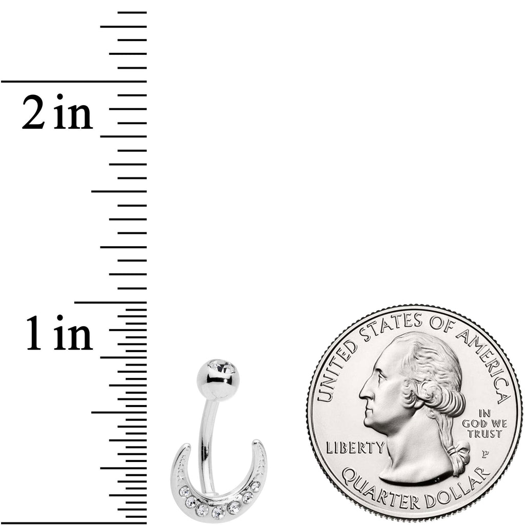 Clear CZ Gem Crescent Moon Belly Ring
