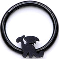 16G 3/8 Black Fantasy Dragon Hinged Segment Ring