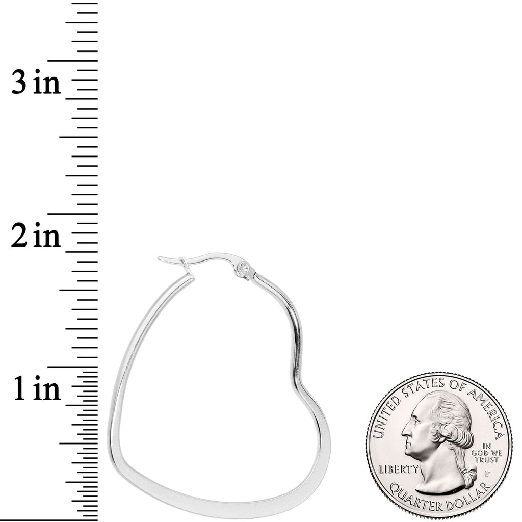 40mm Stainless Steel Heart Hoop Earrings