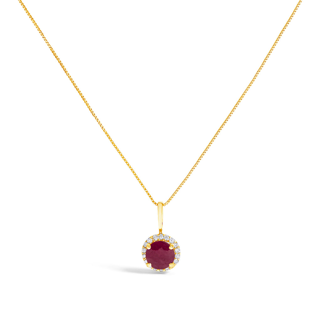 10K White Gold Purple Amethyst and 1/10 Cttw Diamond Accent Halo Pendant Necklace