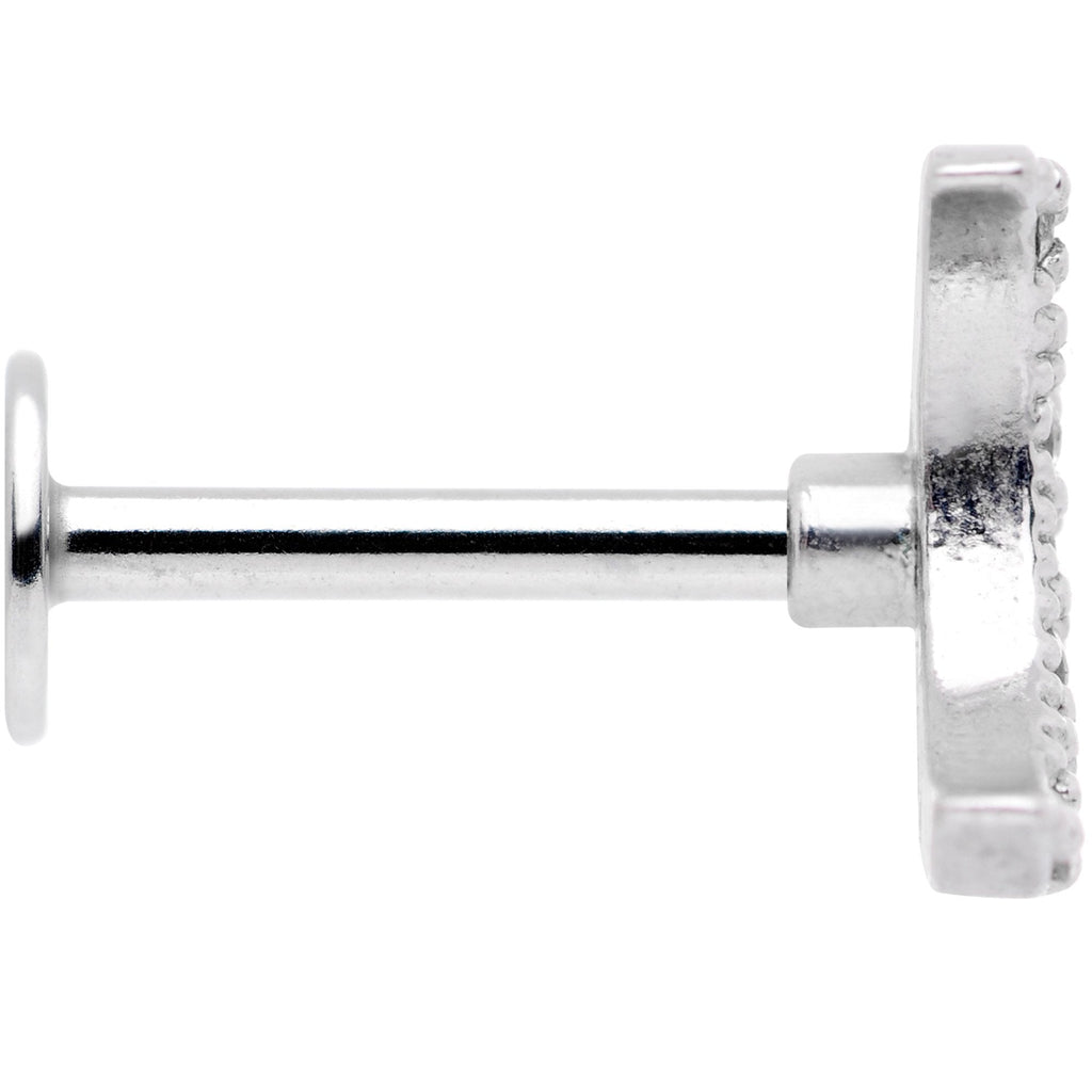 16G 5/16 Clear CZ Gem Crescent Moon Labret Monroe Tragus
