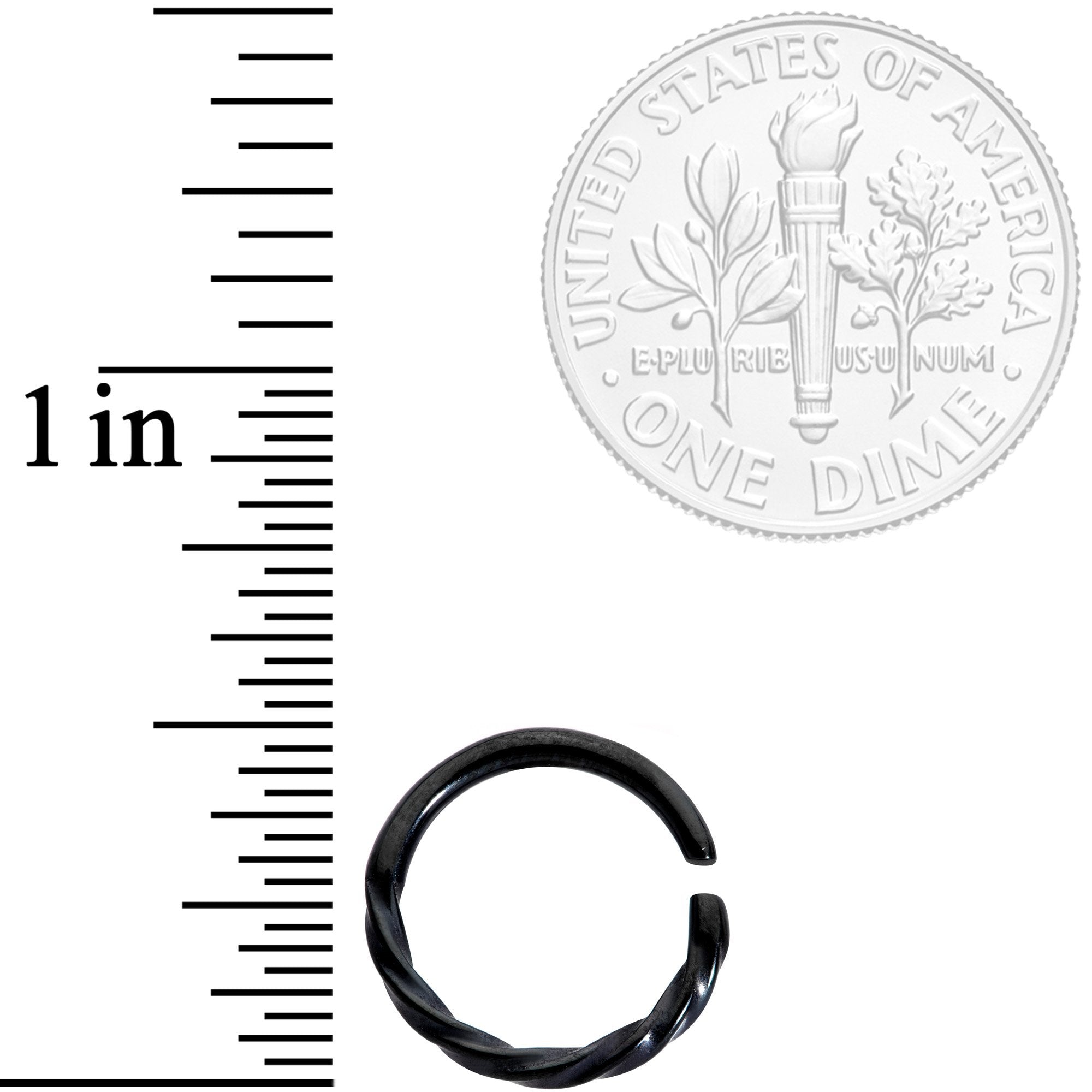 16G 3/8 Black Simply Twisted Closure Ring