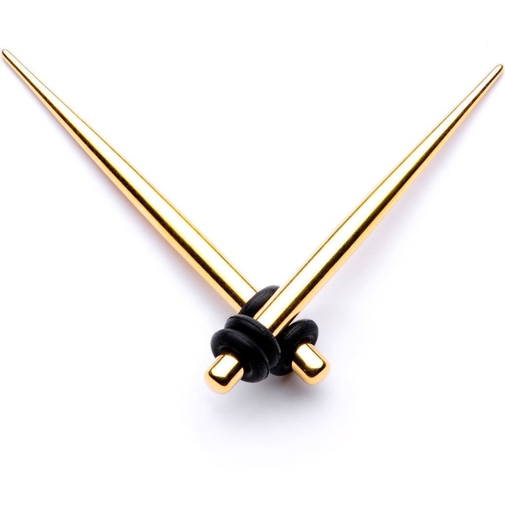 Gold Tone Anodized Straight Taper Set Available in Sizes  12G to 00G