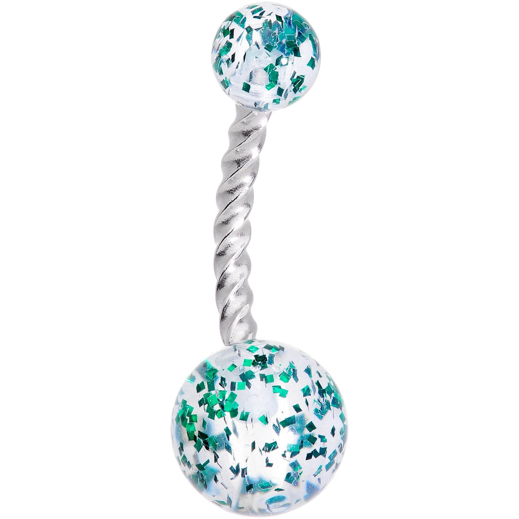 Aurora Gem Variety St Patricks Day Shamrock Belly Ring Set of 4