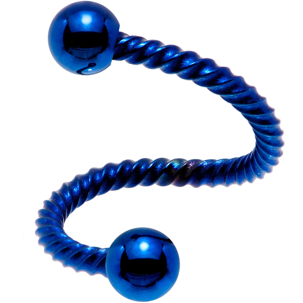 14G 3/8 Blue Totally Twisted Spiral Twister Ring