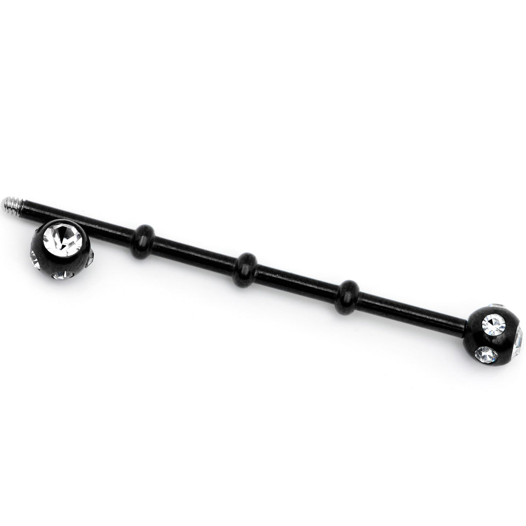 14G Clear Gem Black Industrial Barbell 38mm