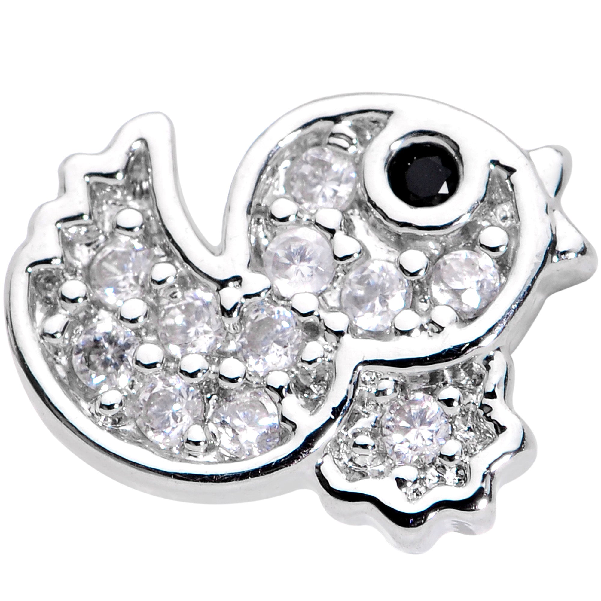 16G 1/4 Clear Black CZ Gem Ducky Cartilage Tragus Earring