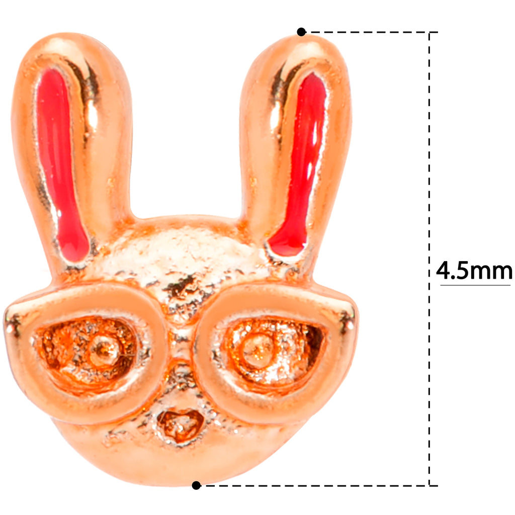 22G 5/16 Pink Rose Gold Tone Nerdy Easter Bunny L Shaped Nose Ring
