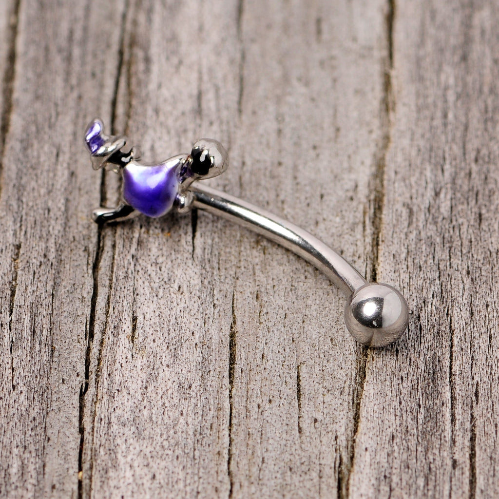 16G 5/16 Blue Spooky Witch Halloween Curved Eyebrow Ring