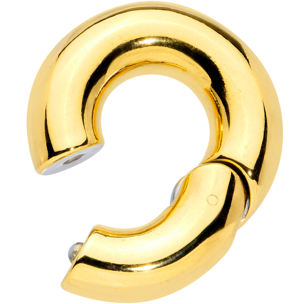 0G 1/2 Gold Tone PVD Steel Hinged Segment Ring